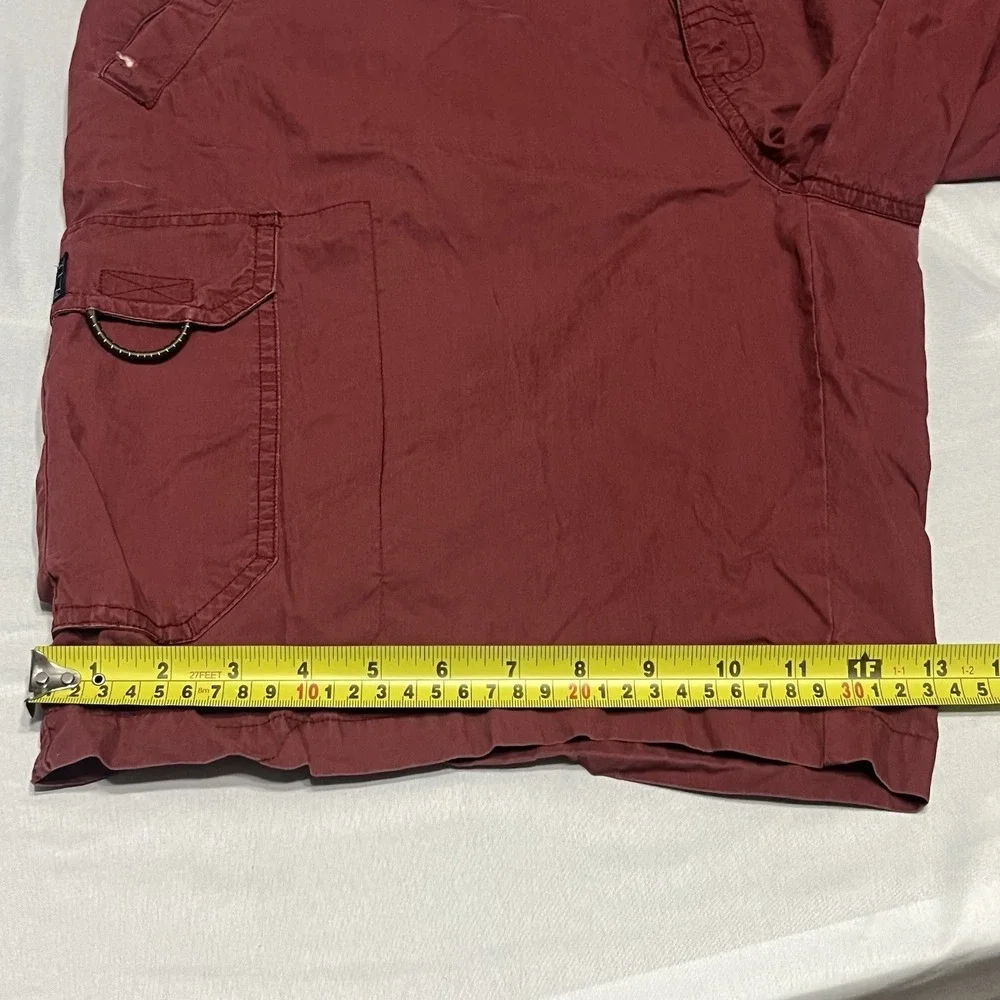 Y2K American Eagle Paratrooper Shorts Mens 34 Maroon Baggy Cargo Utility